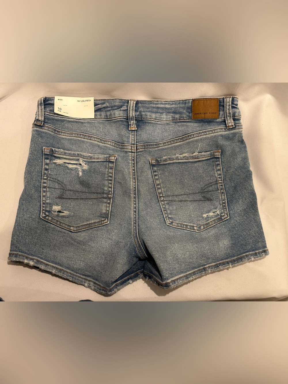 American Eagle Outfitters Light Blue Distressed Denim Shortie - Picture 2 of 7